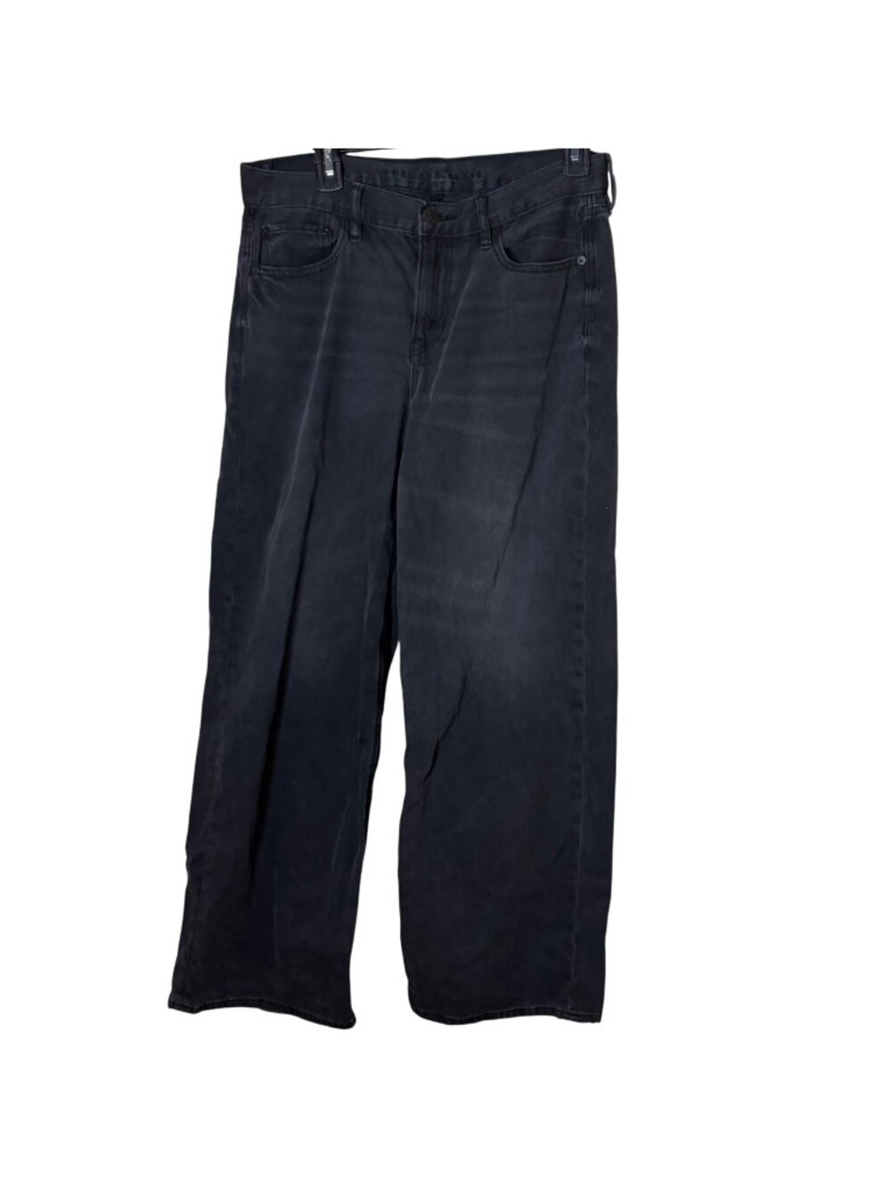 American Eagle Womens Jeans Size 8 Black Washed Baggy Wide Leg Denim